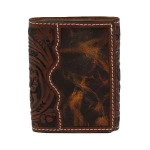 3D Men's Acorn & Floral Tooled Trifold Wallet D250001702