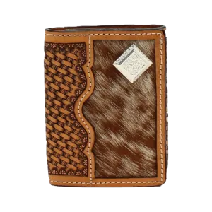3D Men's Calf Hair & Basket Weave Trifold Wallet D250002008