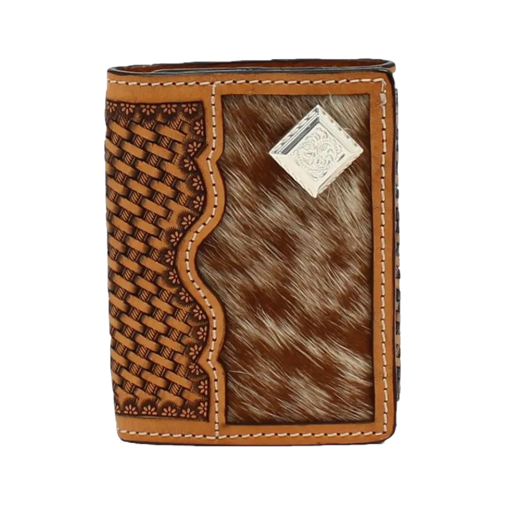 3D Men's Calf Hair & Basket Weave Trifold Wallet D250002008