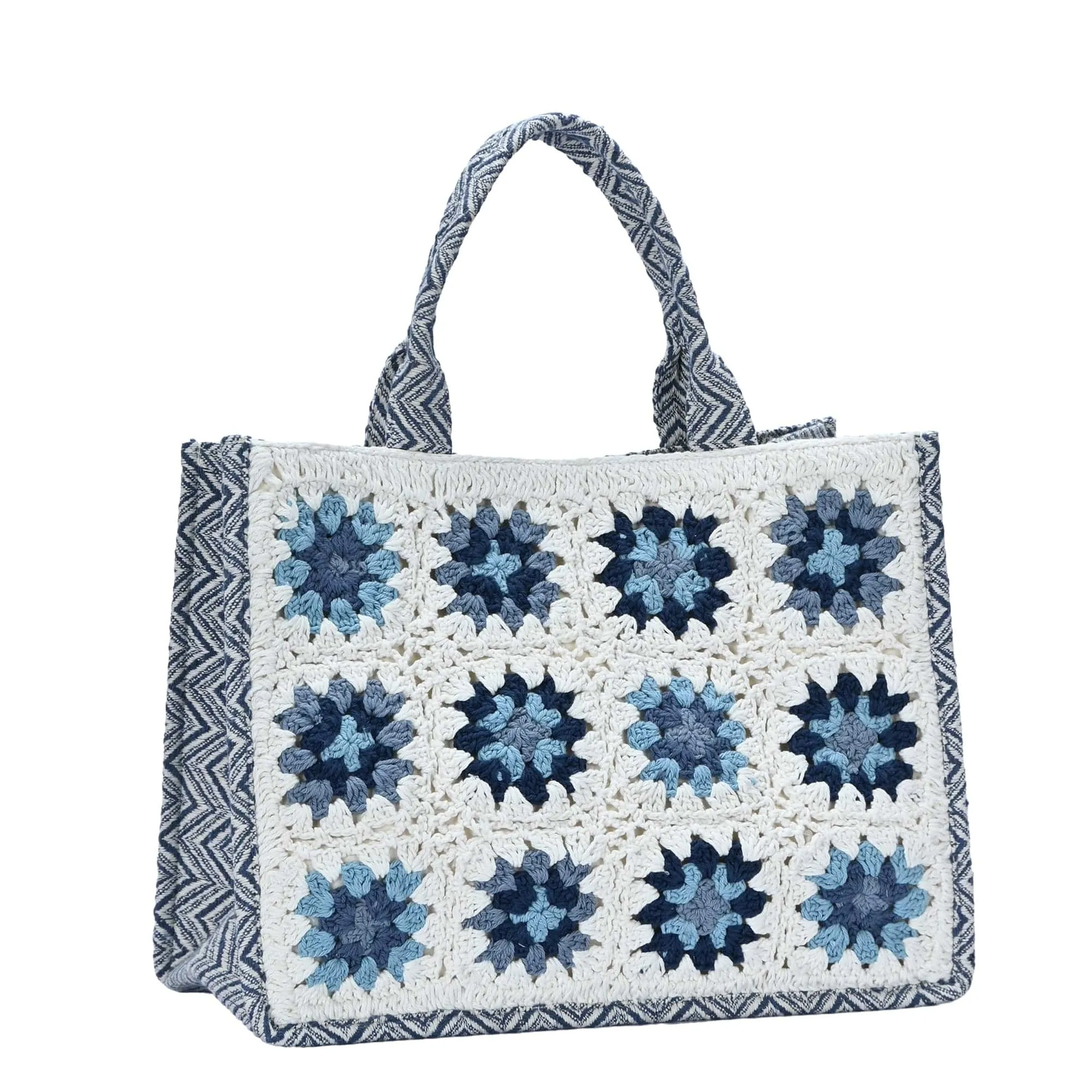 Chic BGAIN302 Flower Crochet Tote Bag - Stylish, Handcrafted Summer Accessory for Beach, Shopping, and Daily Use