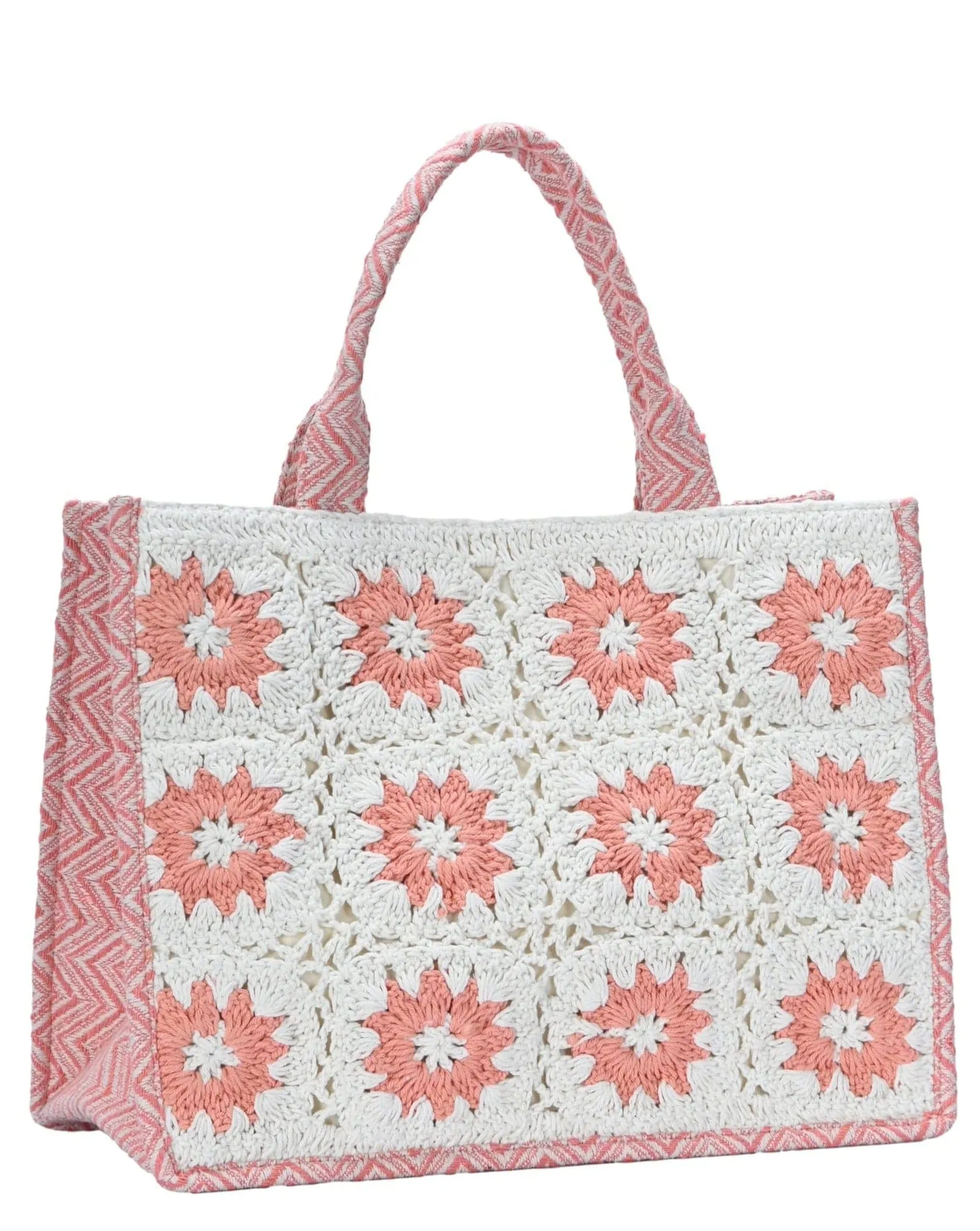 Chic BGAIN302 Flower Crochet Tote Bag - Stylish, Handcrafted Summer Accessory for Beach, Shopping, and Daily Use