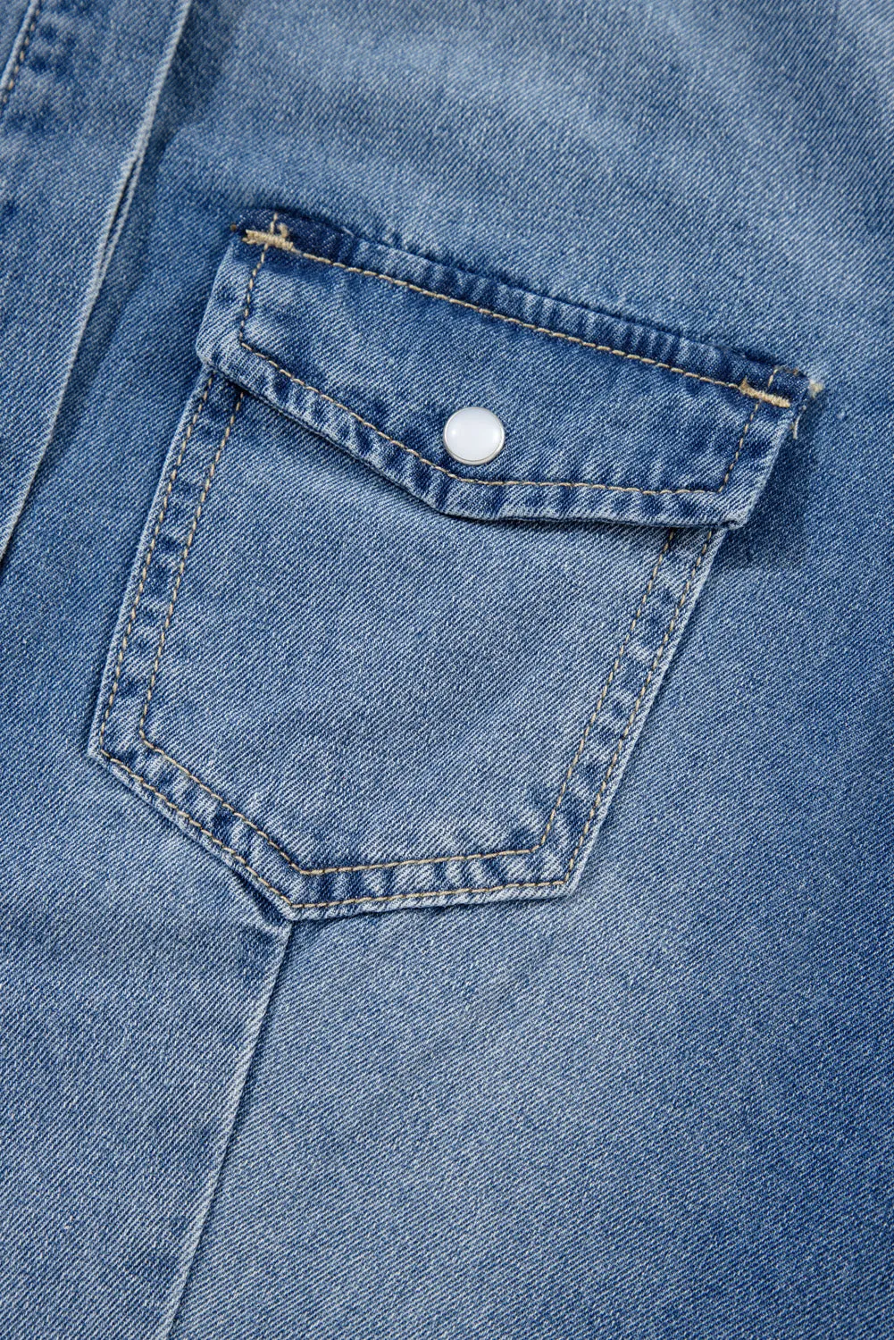 Buttoned Denim Shirt Flap Pockets