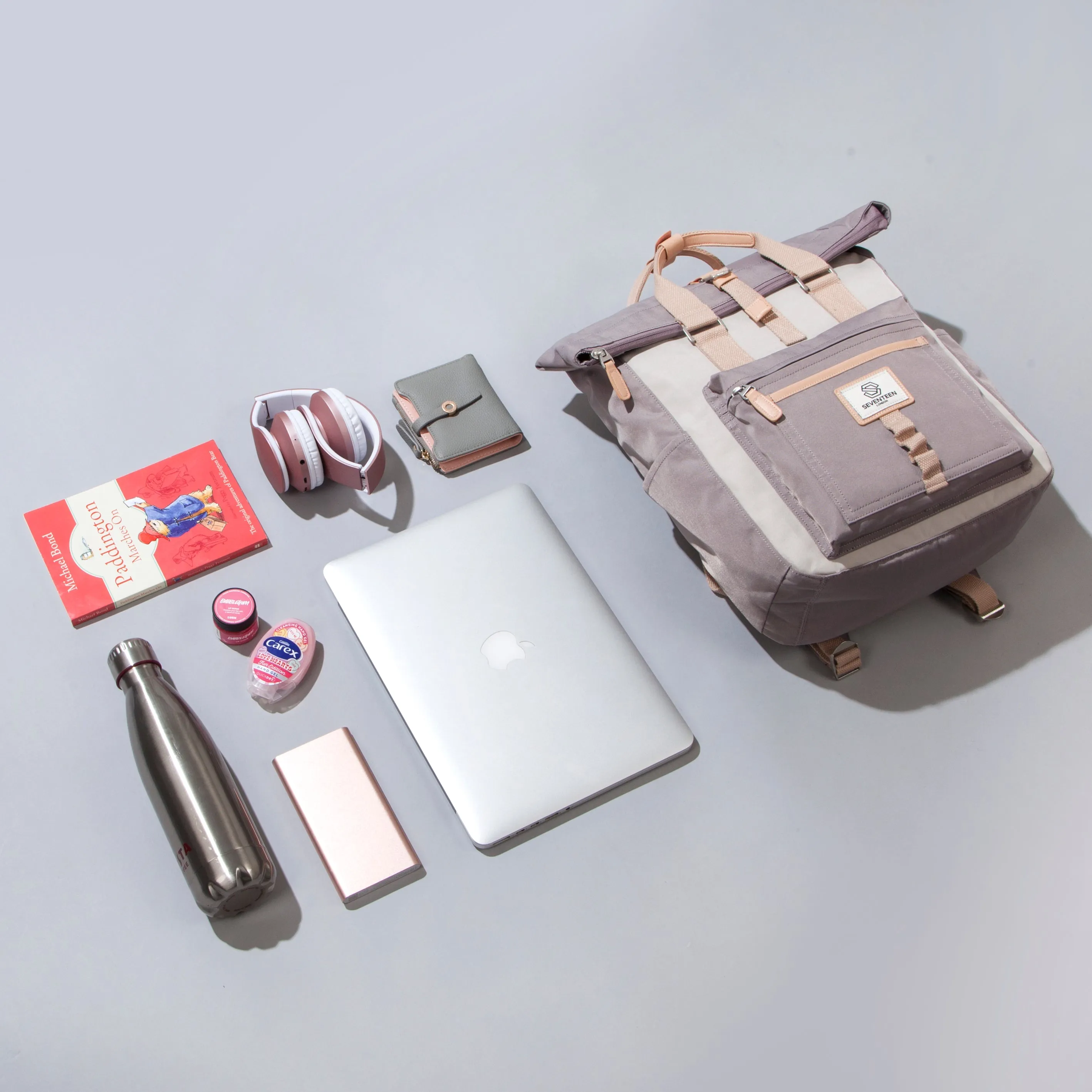 Canary Wharf Backpack - Grey with Cream