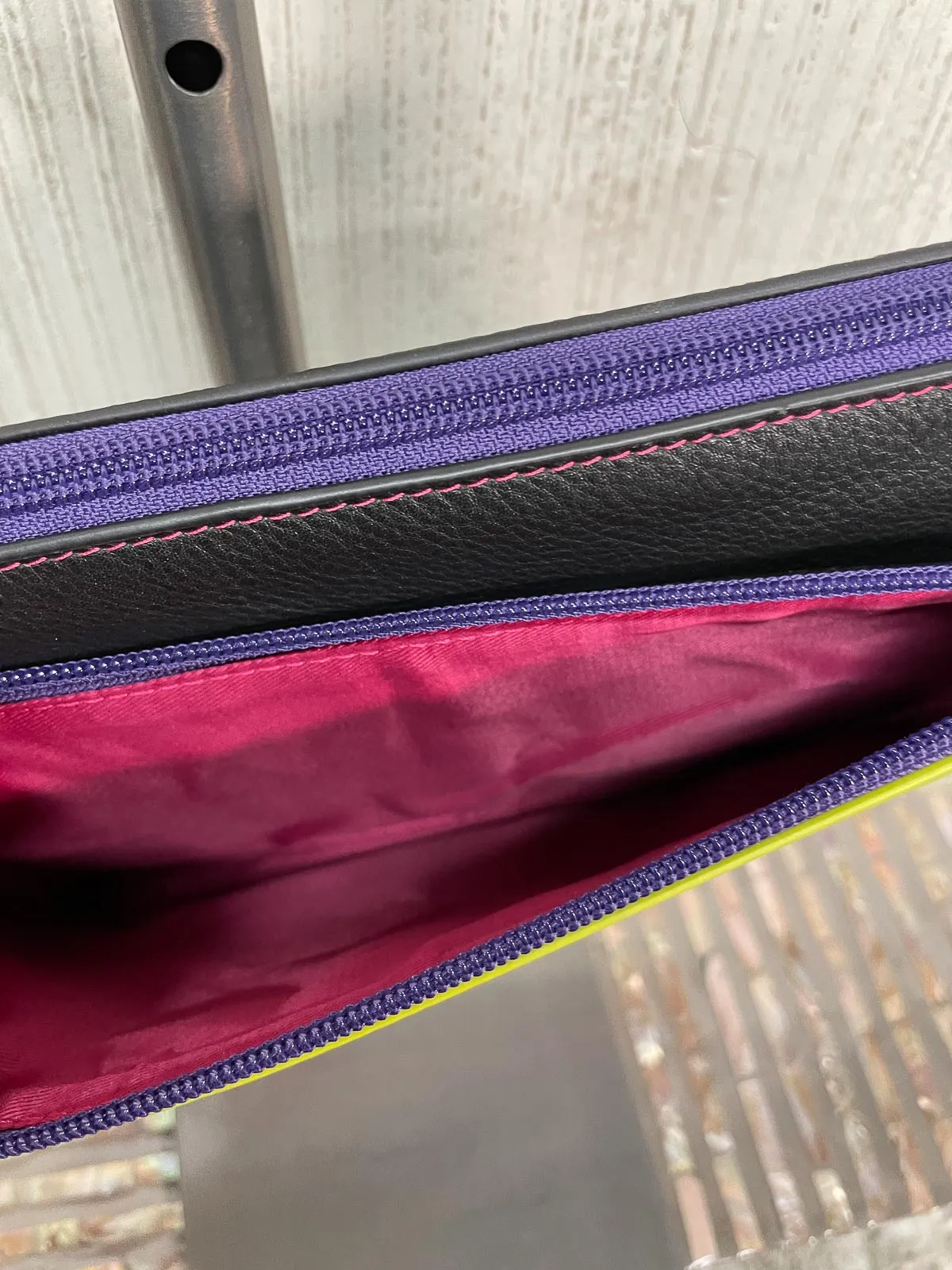 Double Zip Crossbody Bag, Black Brights