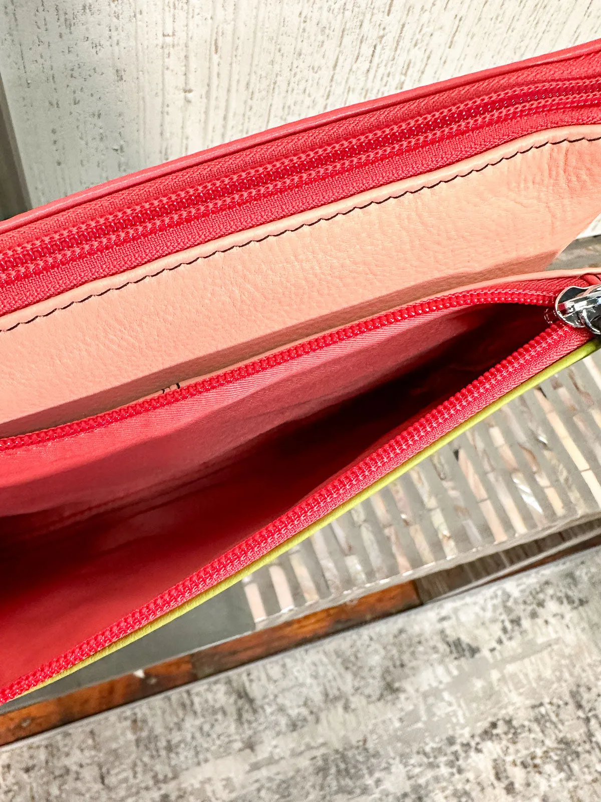 Double Zip Crossbody Bag, Peach Multi