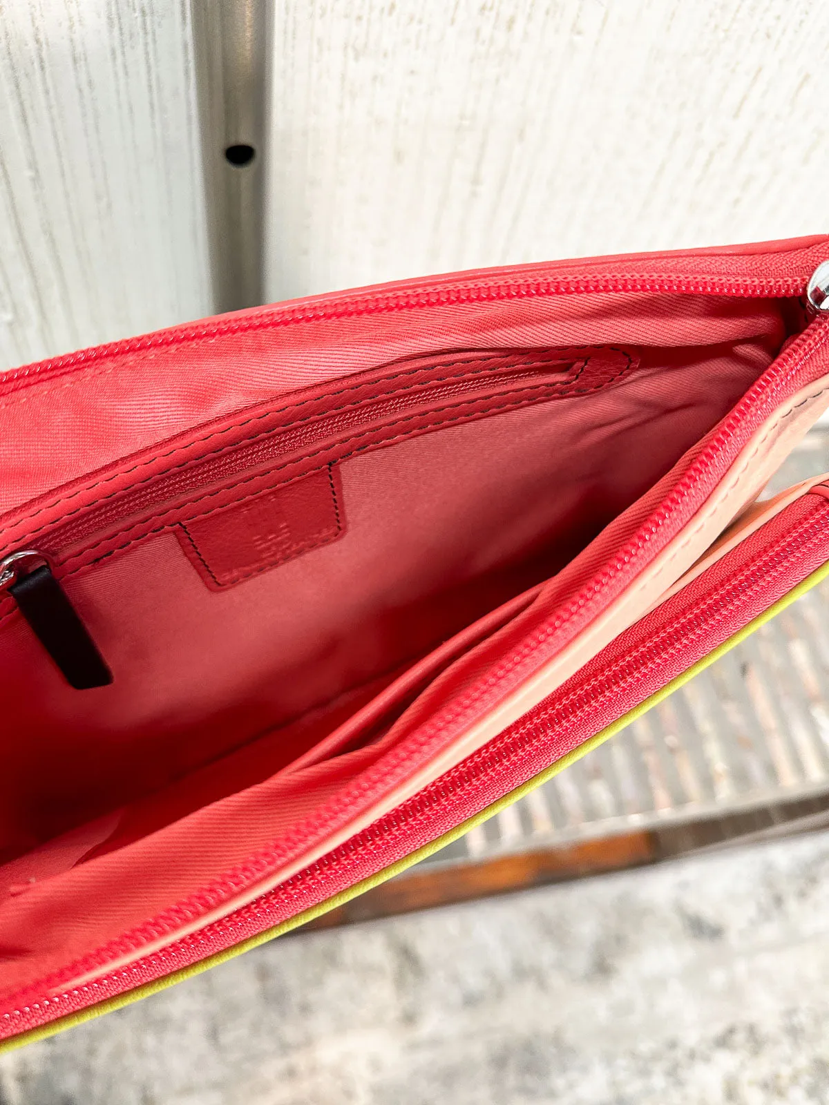 Double Zip Crossbody Bag, Peach Multi