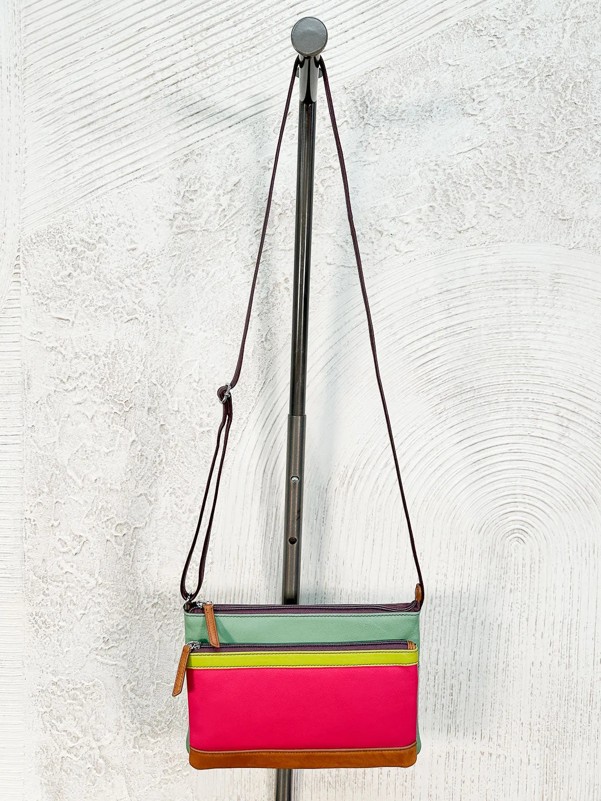 Double Zip Crossbody Bag, Sage Multi