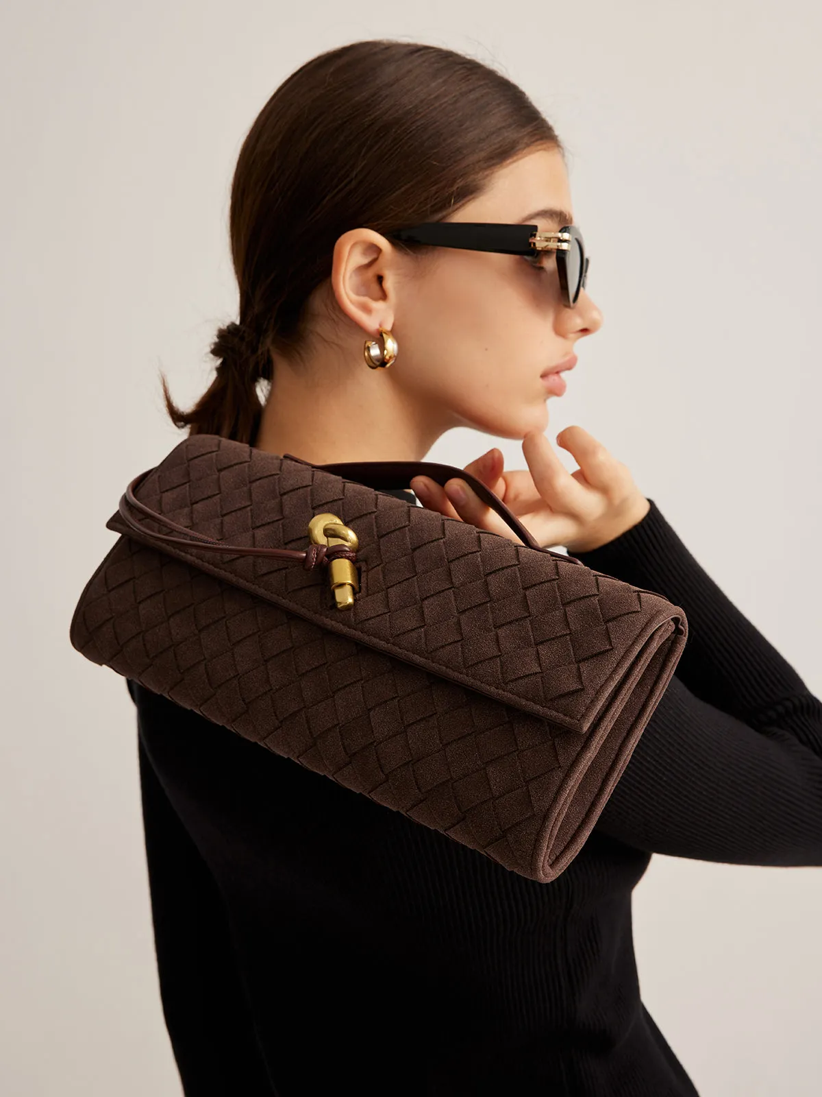 Flap Sude Clutch Tas