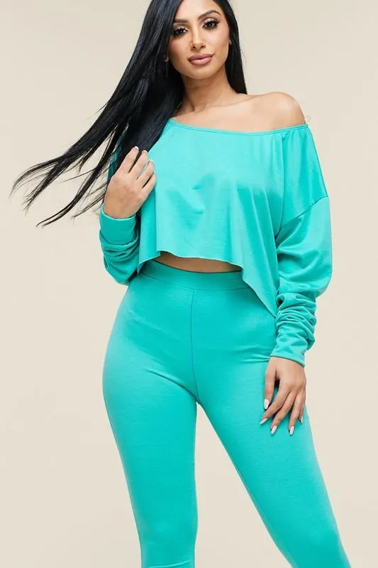 FRENCH TERRY LONG SLEEVE SLOUCHY SET - NEON ORANGE