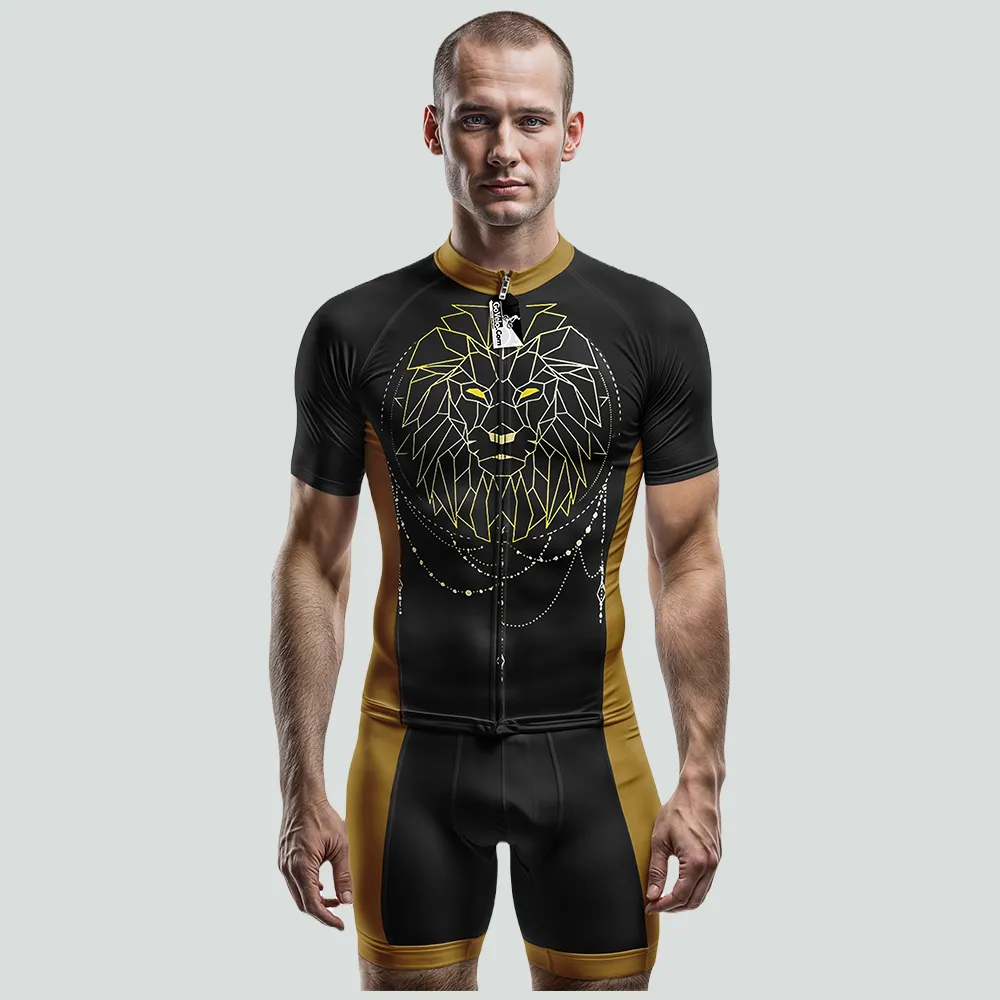 Geometric Lion Short Sleeve Cycling Jersey