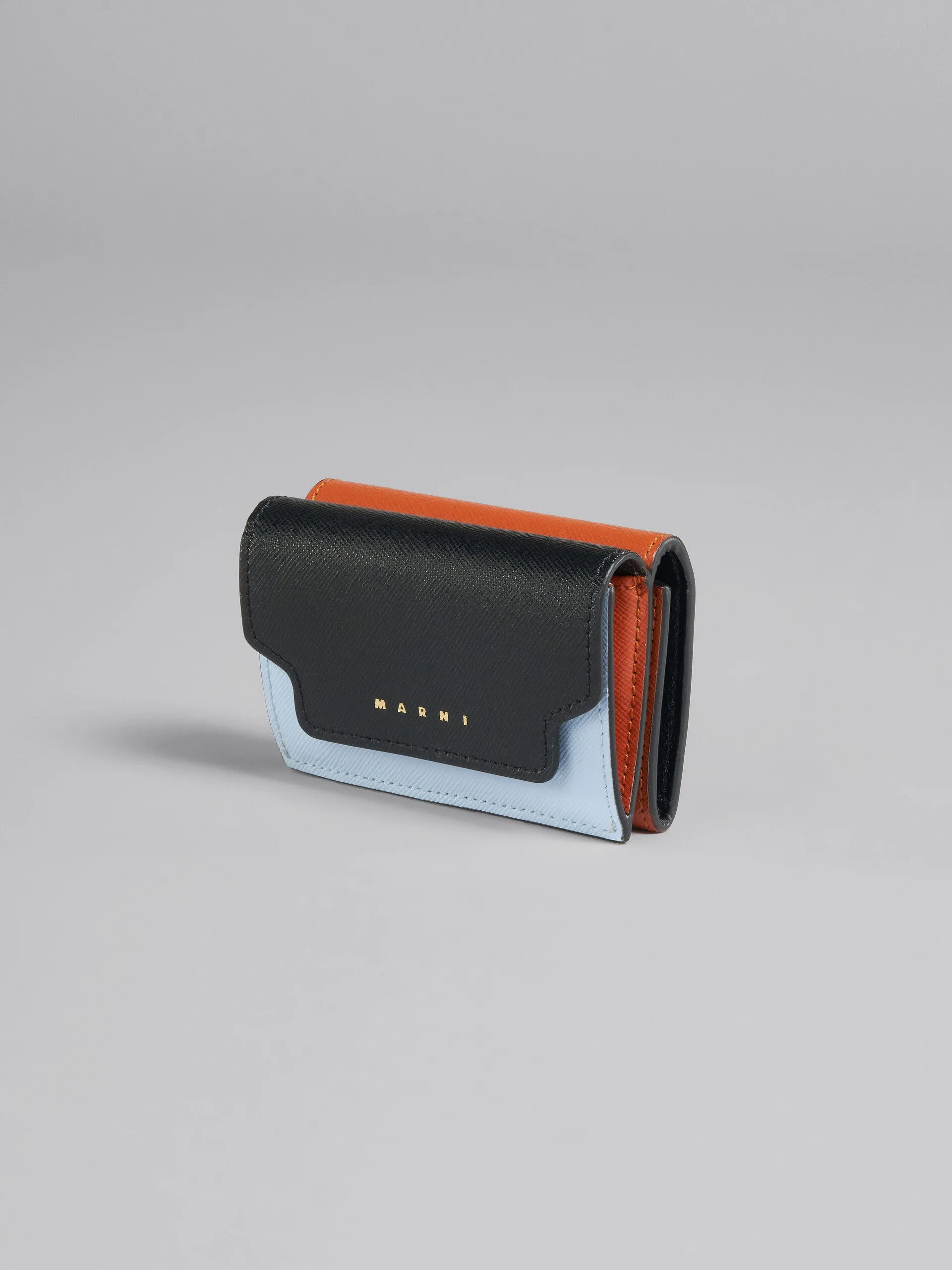 Marni Leather Trifold Wallet - Blue/Black/orange