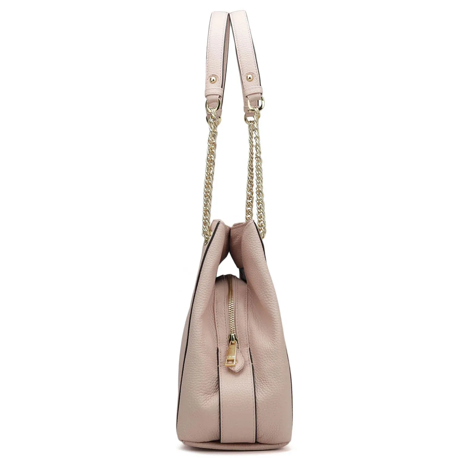 Medium Wax Leather Hobo - Baby Pink