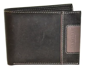 Men's Hunter Distressed Leather Bifold Wallet in branded giftbox # GW69 Black