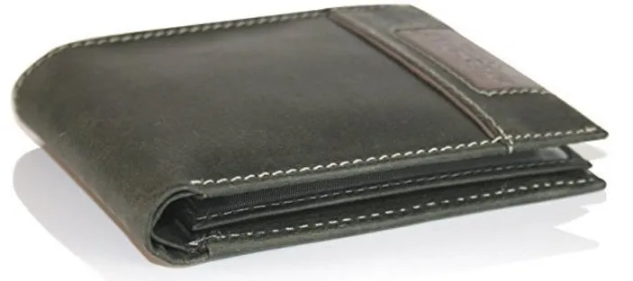 Men's Hunter Distressed Leather Bifold Wallet in branded giftbox # GW69 Black