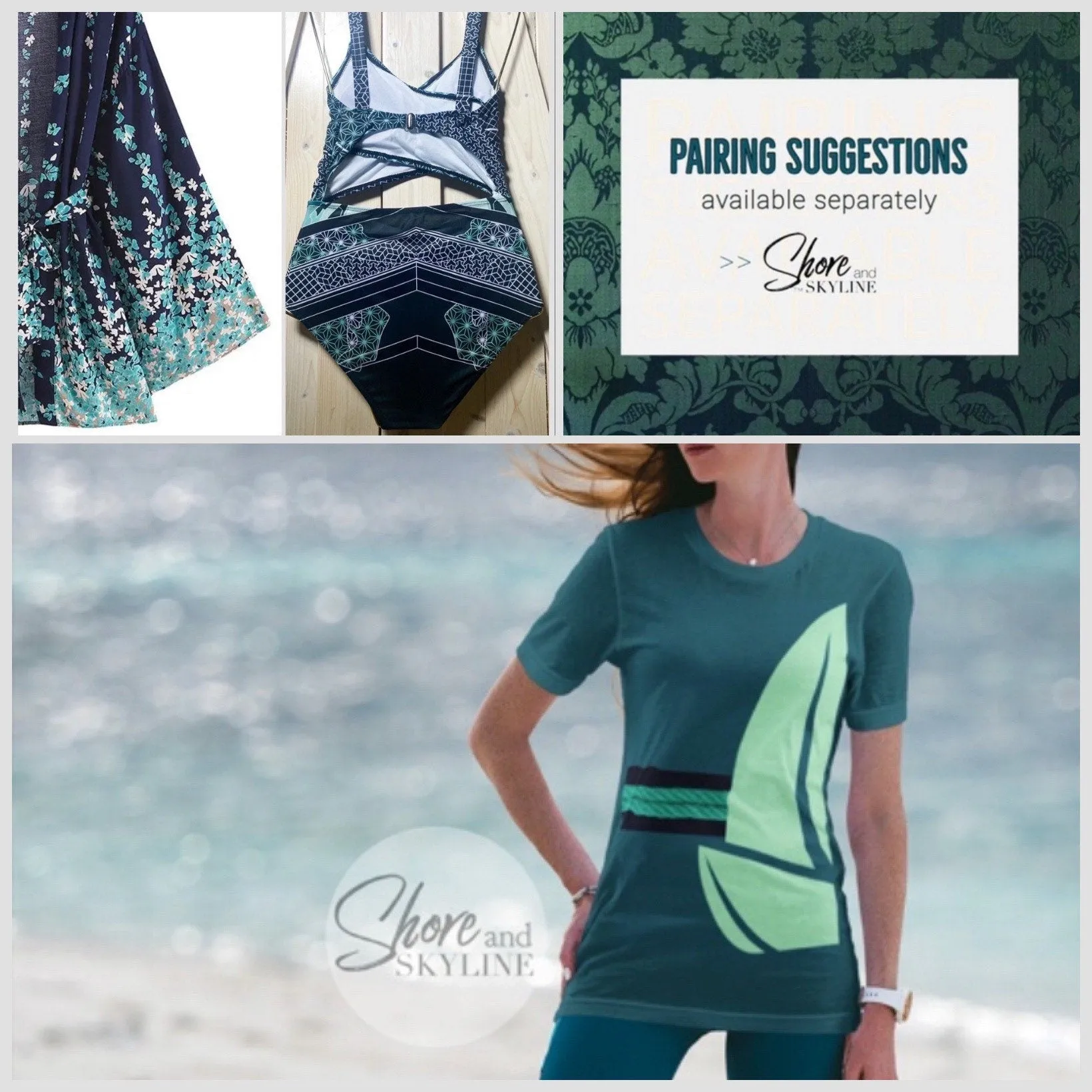 NEW 3 style petite swimsuit Teal Mist 2 / Emerald Mist 1 - shoulder swim or Black Jade longsleeve rashguard regal resort cruise coordinates