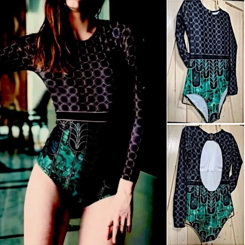NEW 3 style petite swimsuit Teal Mist 2 / Emerald Mist 1 - shoulder swim or Black Jade longsleeve rashguard regal resort cruise coordinates