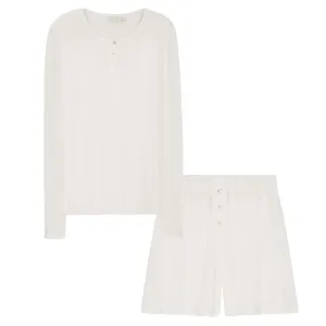 Polkadot MARA SLOUCHY RIB SHORT SET ~ PEARL WHITE