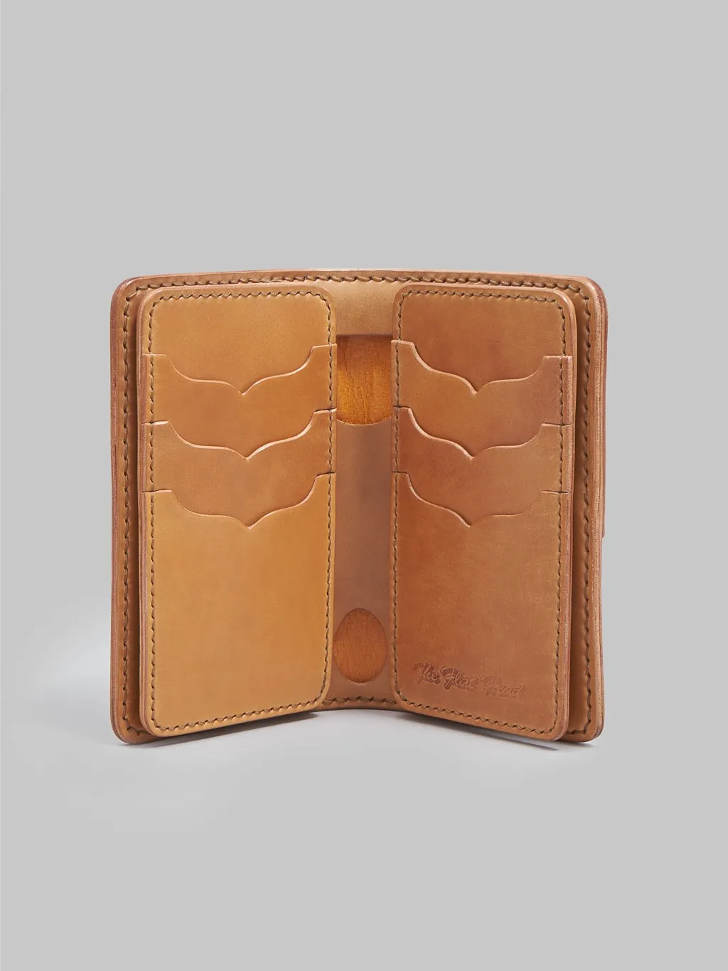Flat Head Handsewn Shinki Cordovan Mid-Length Wallet in Camel Color