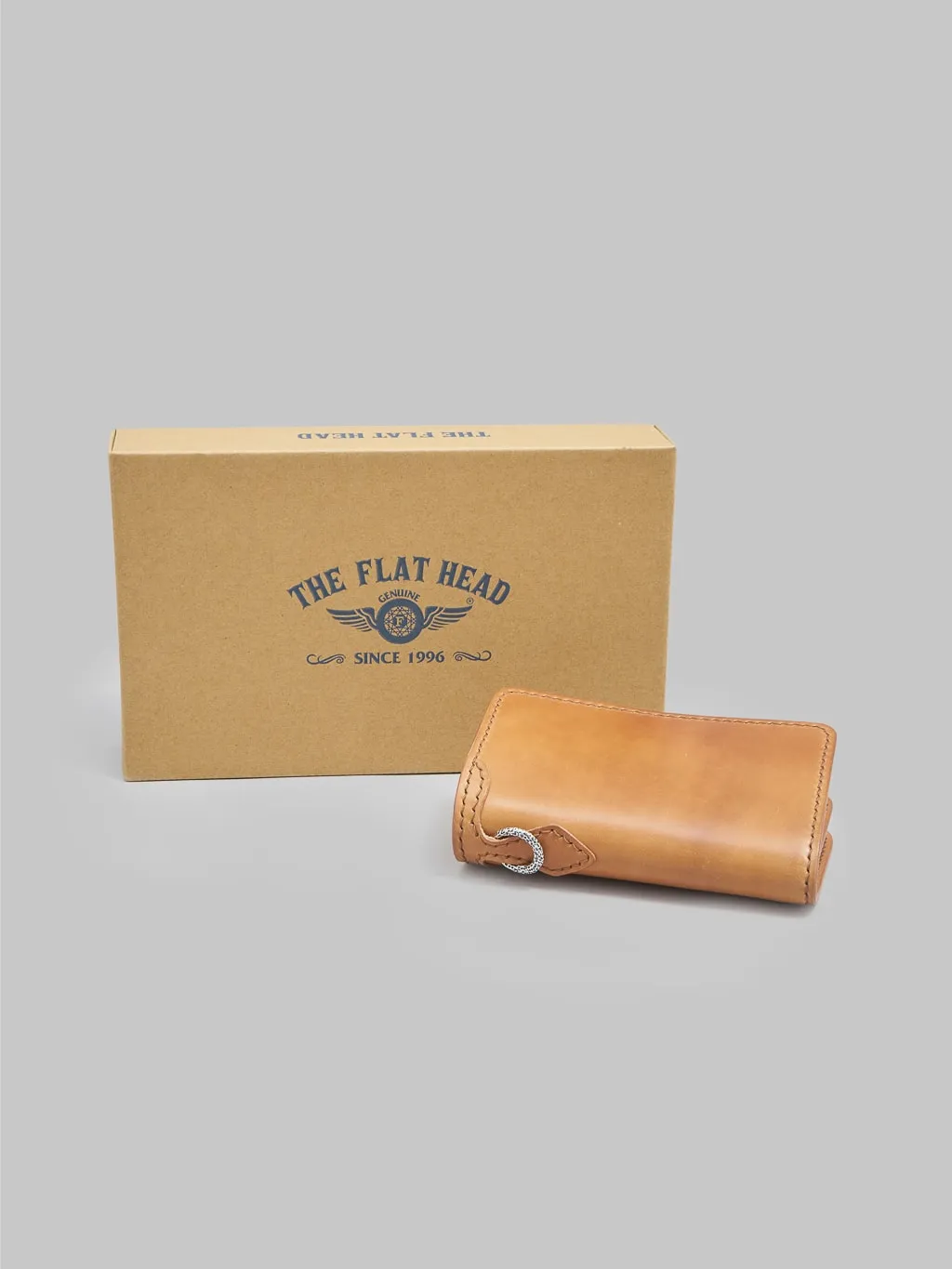 Flat Head Handsewn Shinki Cordovan Mid-Length Wallet in Camel Color