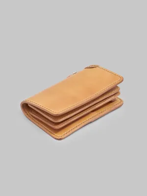 Flat Head Handsewn Shinki Cordovan Mid-Length Wallet in Camel Color