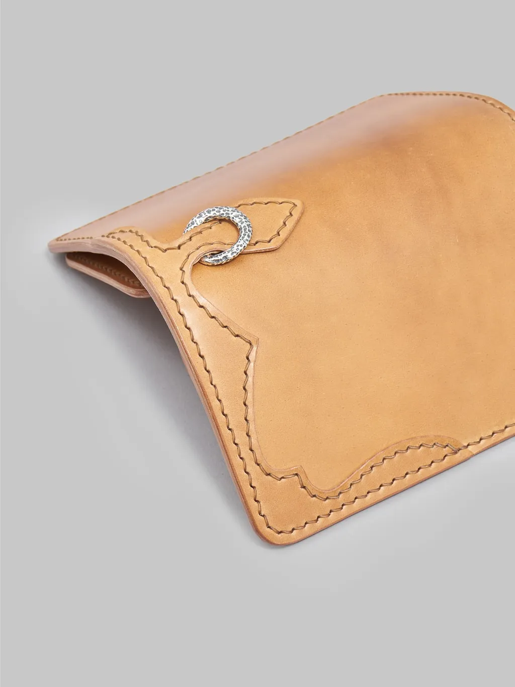 Flat Head Handsewn Shinki Cordovan Mid-Length Wallet in Camel Color