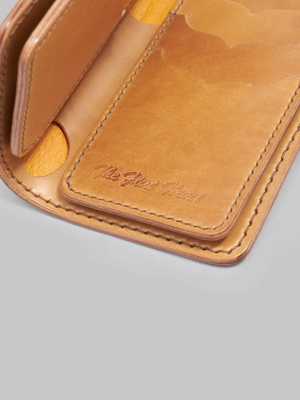 Flat Head Handsewn Shinki Cordovan Mid-Length Wallet in Camel Color