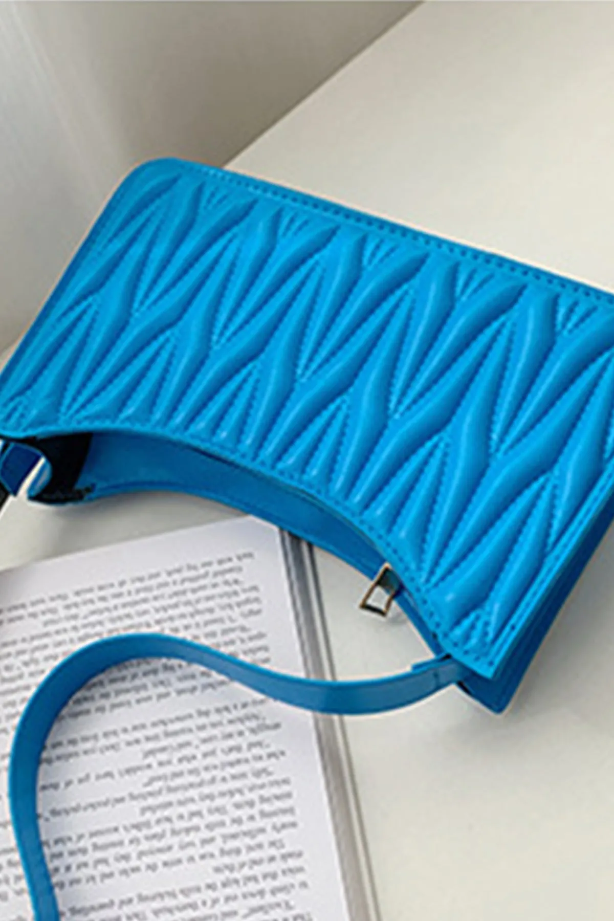 Turquoise Pleated Handbag - P22 - WHB0003