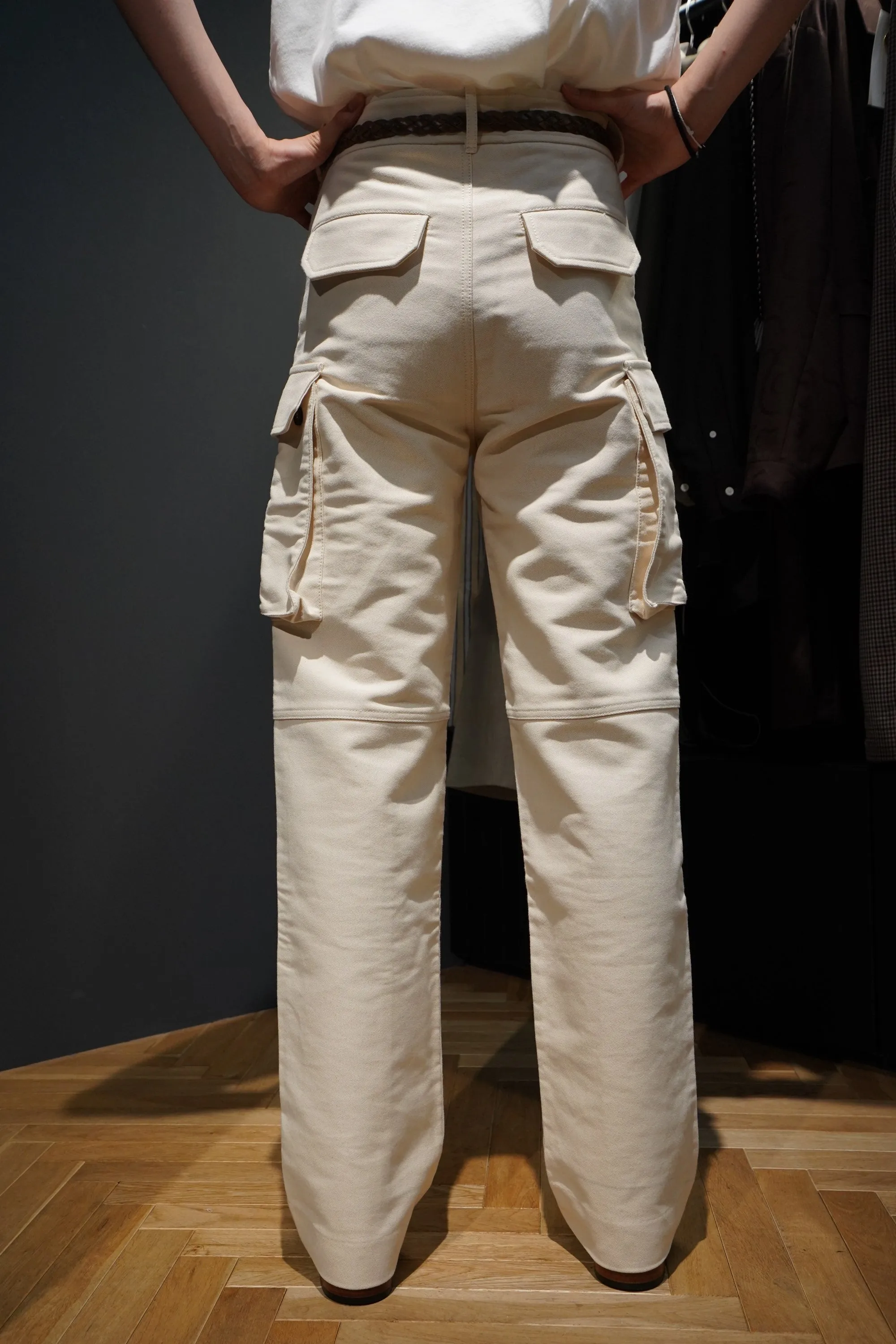 UNIFORME STITCH-DETAIL FLAP-POCKET TROUSERS