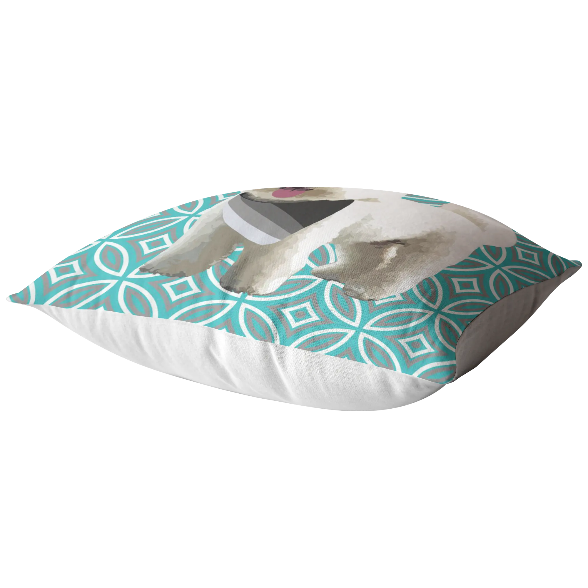 White Poodle Geometric Style 1 Pillow