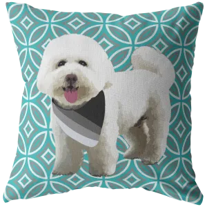 White Poodle Geometric Style 1 Pillow