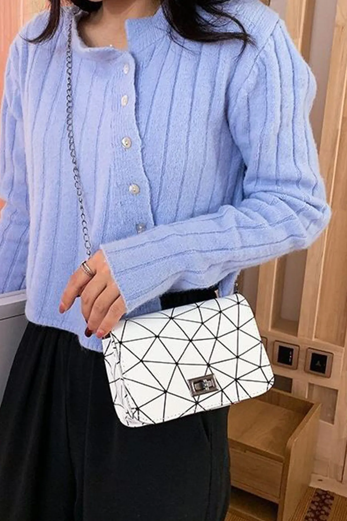 White Wild Crack Printing All-Match Bag - A23 - WHB0016
