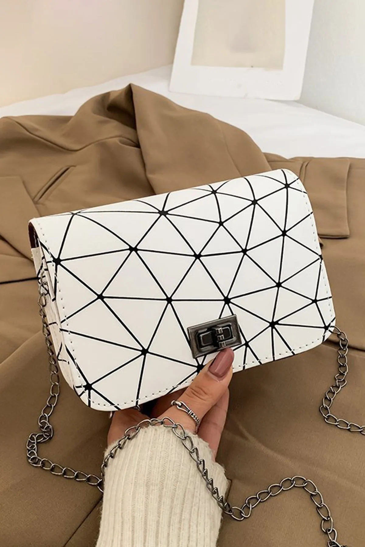 White Wild Crack Printing All-Match Bag - A23 - WHB0016
