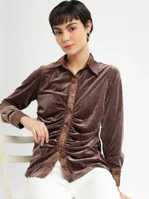 Women Brown Relaxed Slim Fit Opaque Casual Shirt