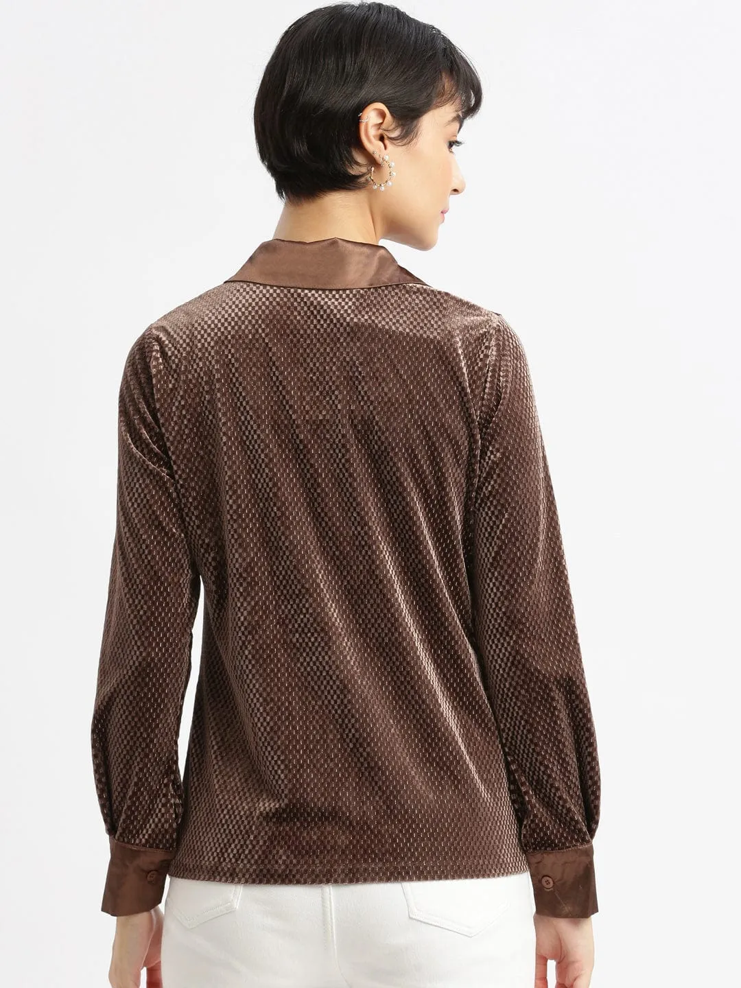 Women Brown Relaxed Slim Fit Opaque Casual Shirt