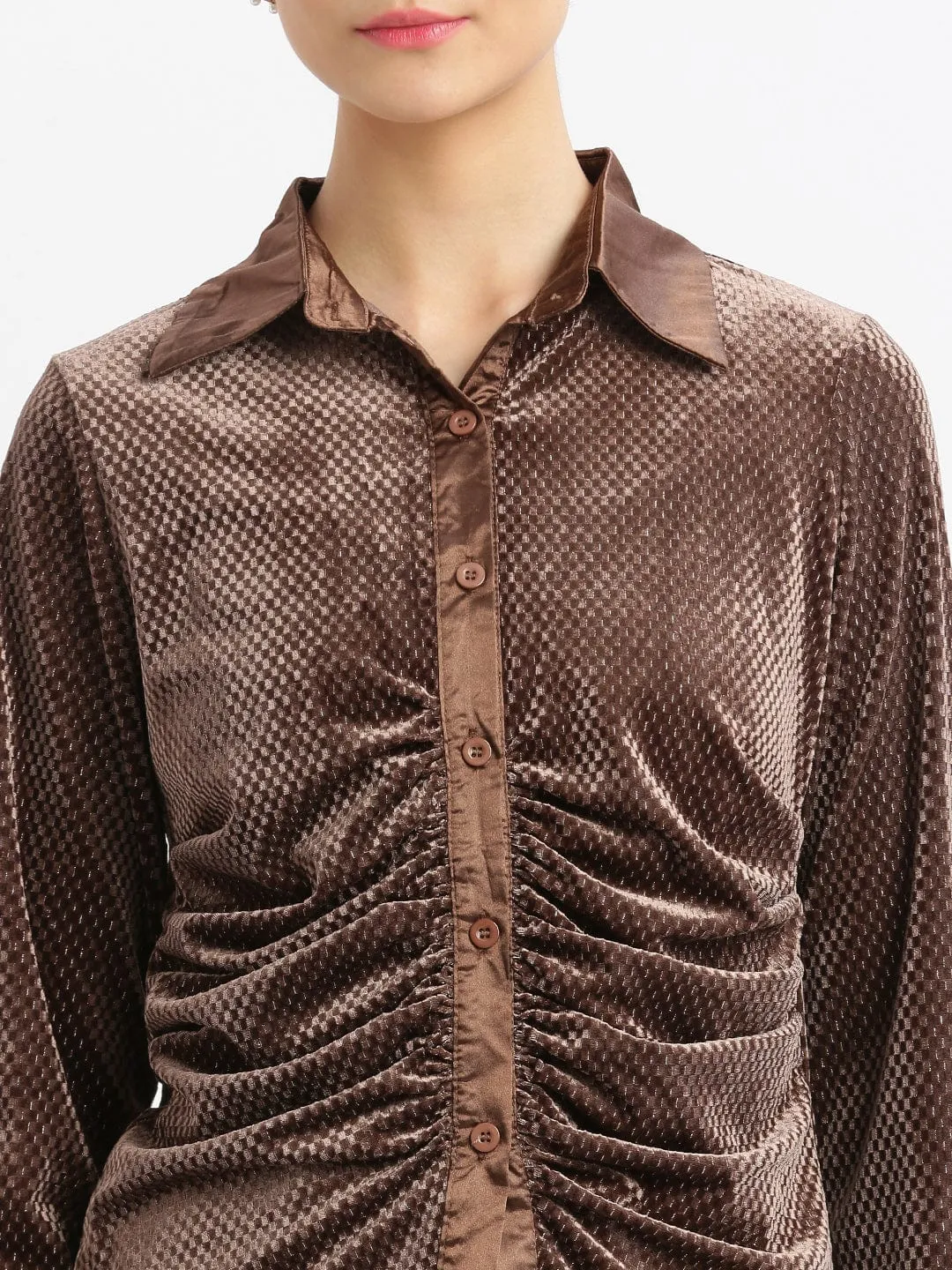 Women Brown Relaxed Slim Fit Opaque Casual Shirt