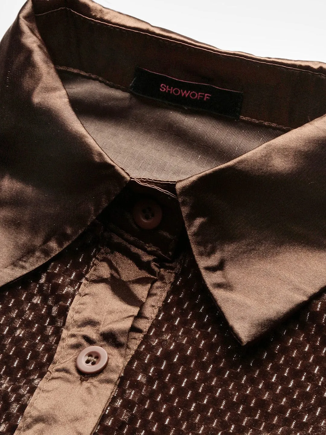 Women Brown Relaxed Slim Fit Opaque Casual Shirt