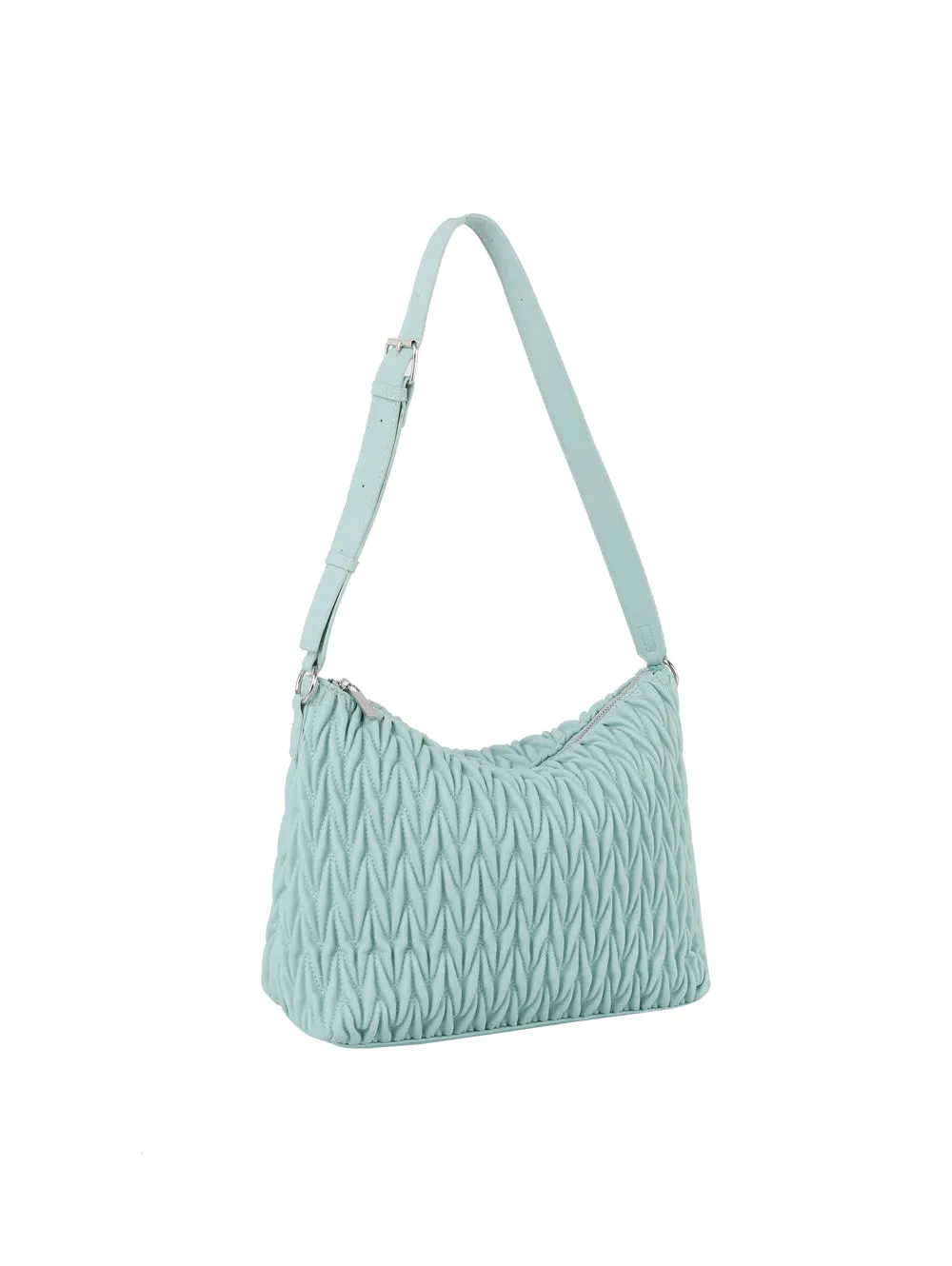 Woven detail leather hobos shoulder bag