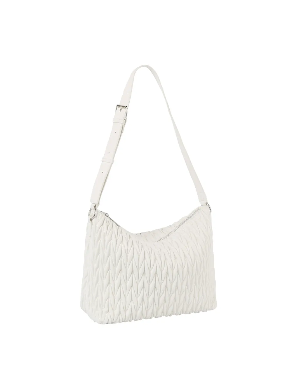 Woven detail leather hobos shoulder bag