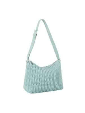 Woven detail leather hobos shoulder bag