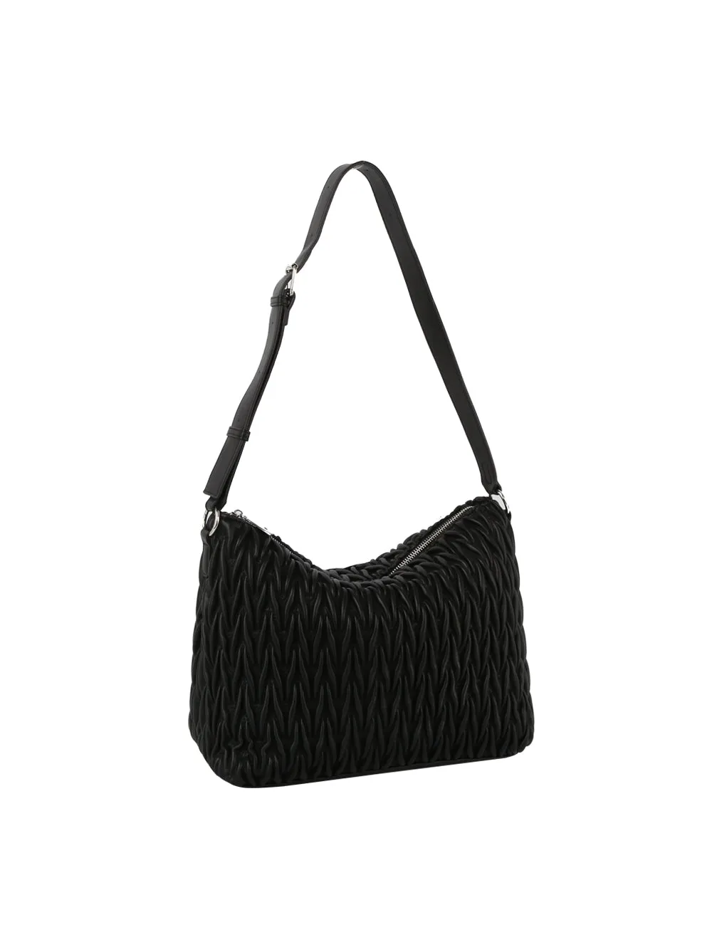 Woven detail leather hobos shoulder bag