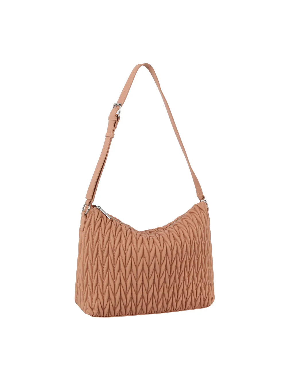 Woven detail leather hobos shoulder bag